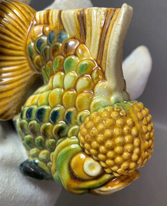 中国 三彩魚置物　f2220733