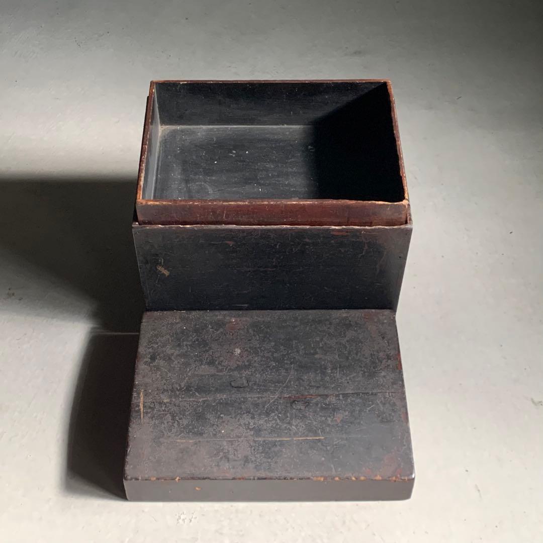 日本の古道具 古い 木箱 塗りの箱 古道具 アンティーク オブジェ