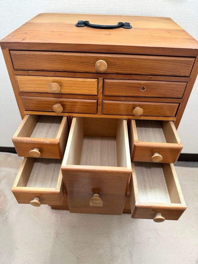 昭和レトロ 木製薬箱 ミニチェスト 箪笥 引き出し収納 19引き出し 9段