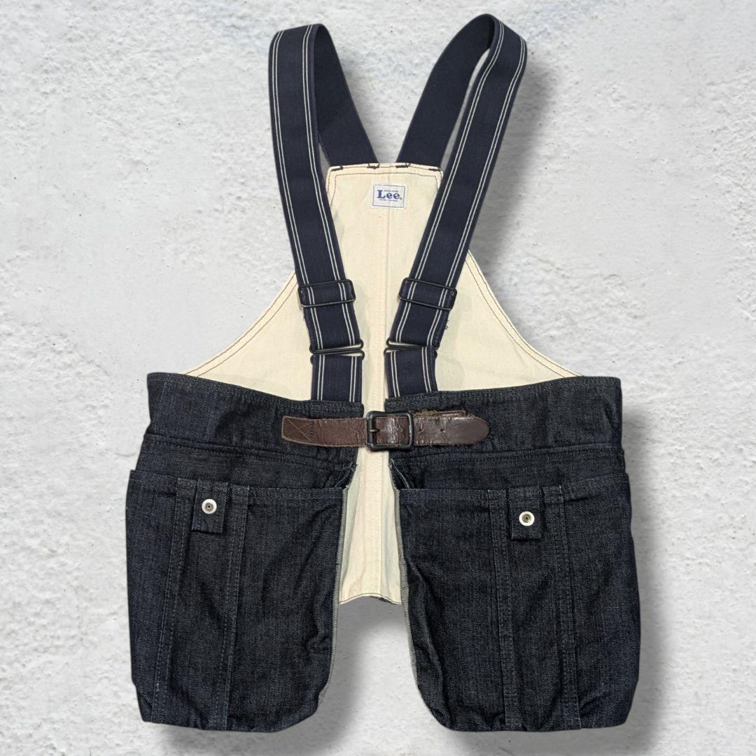 【レア美品】LEE デニム フィッシング タックルベスト 本革ベルト仕様