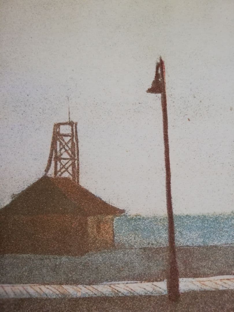 アート595　「浜辺(サンフランシスコ)」　チェコのリトグラフ(石版画)