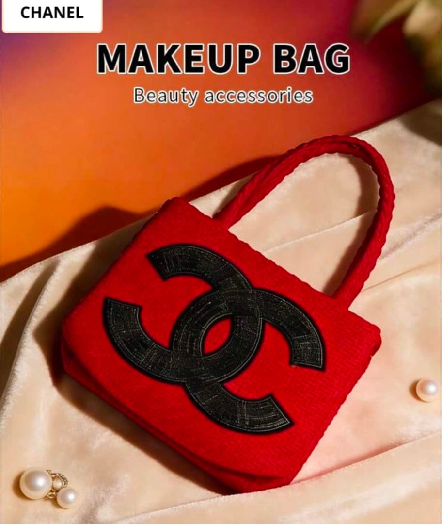 CHANEL メイクアップバッグ レッド