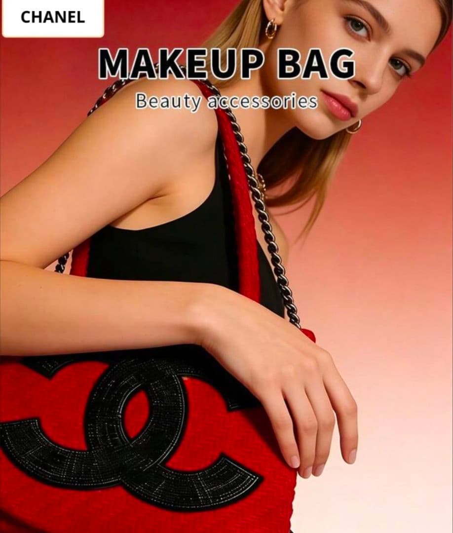 CHANEL メイクアップバッグ レッド