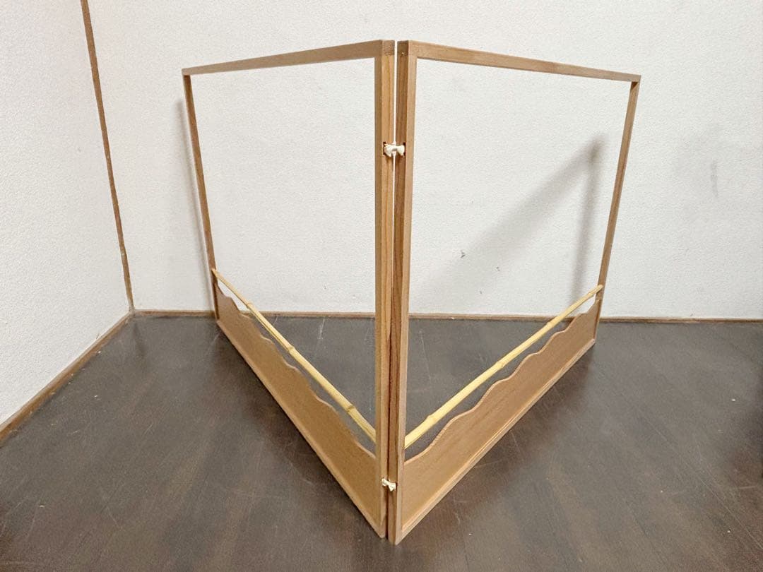 ほぼ未使用 茶道具 杉木地 四海波 上透かし 腰風風炉先屏風 花押有 ラッキー