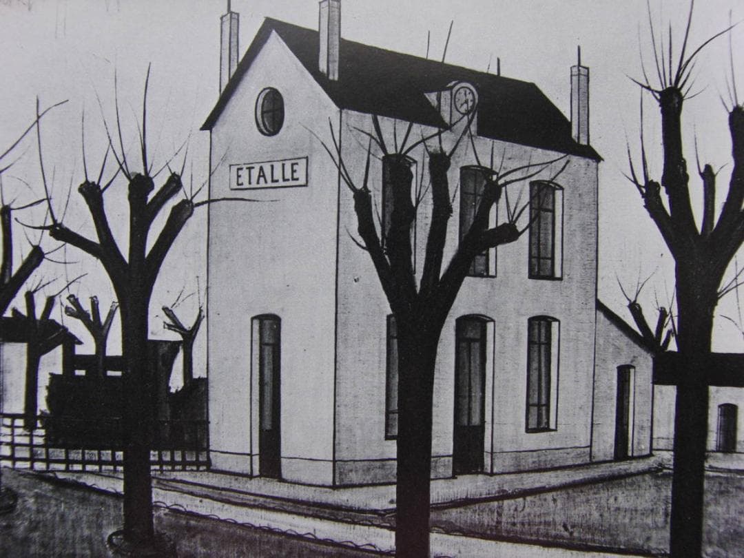 ベルナール・ビュッフェ、「Gare d'Etalle」、希少画集の額装画