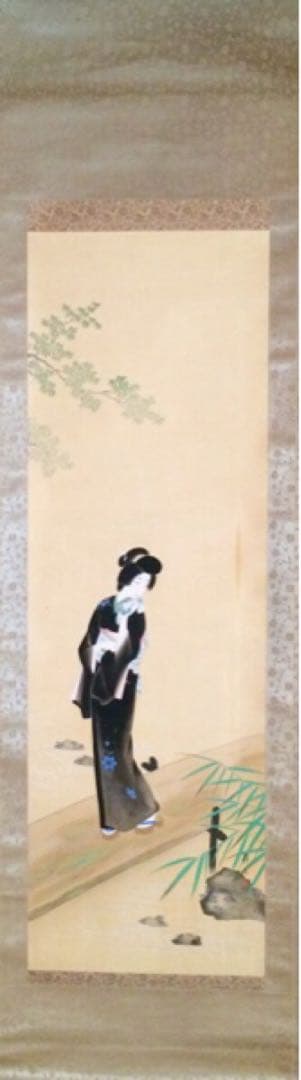 大野静方 美人画 『納涼図』( 掛軸 日本画 鏑木清方 浮世絵 水野年方 四天王