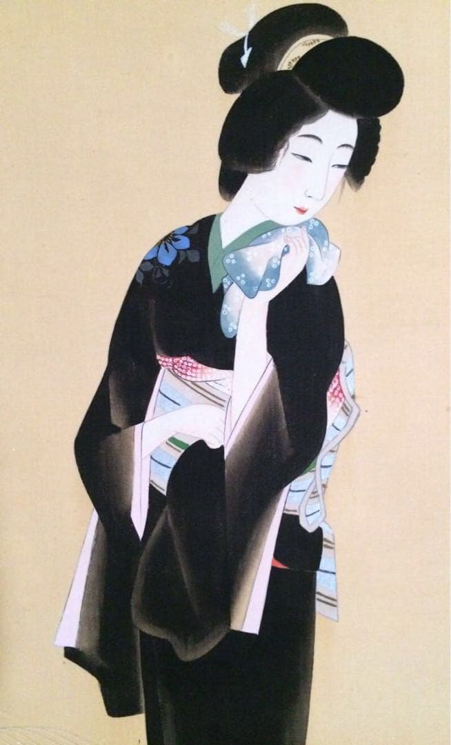 大野静方 美人画 『納涼図』( 掛軸 日本画 鏑木清方 浮世絵 水野年方 四天王