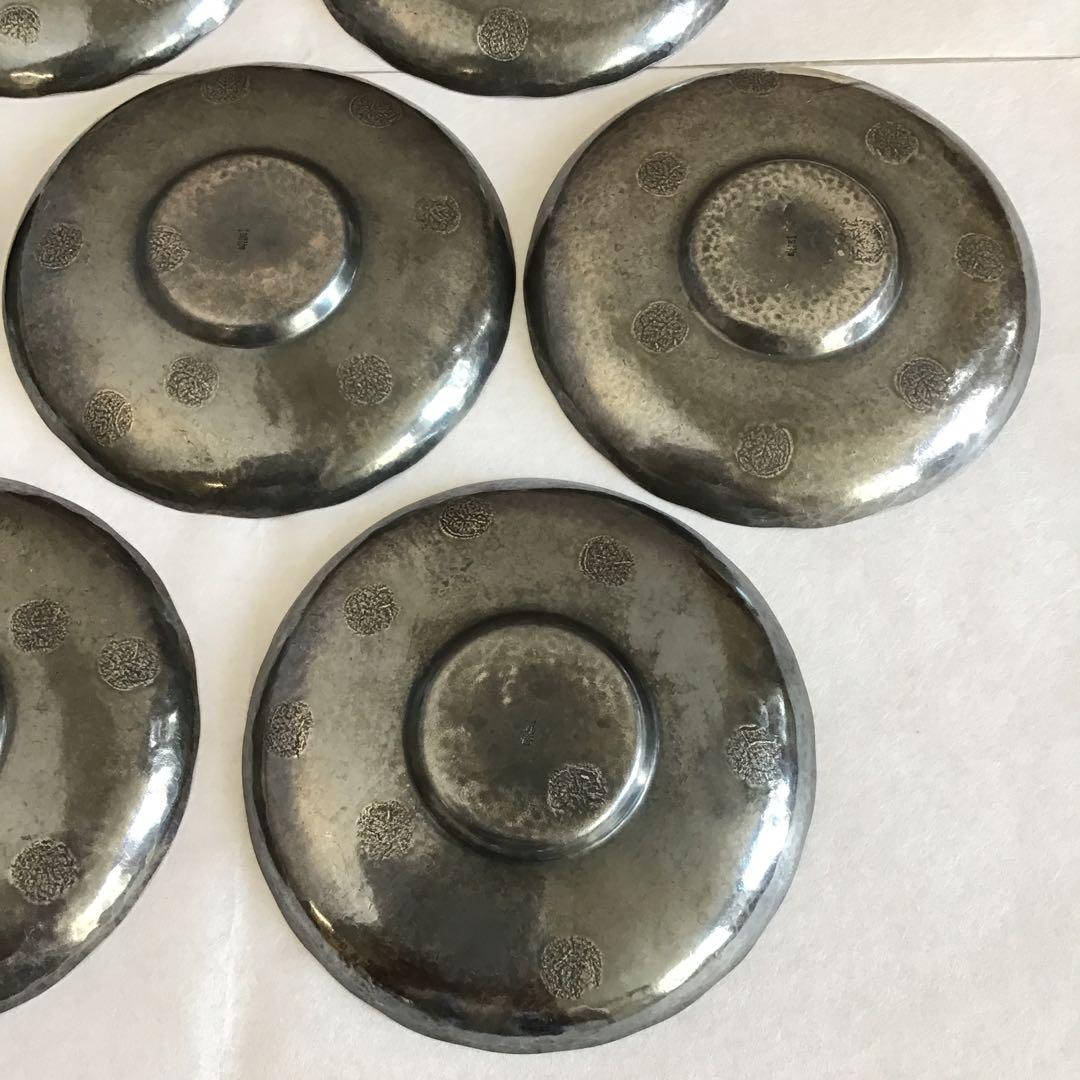 茶道具　純銀茶托大10枚　一鳳斎造と錫製(推定)茶托小5枚　共箱　S1012CT