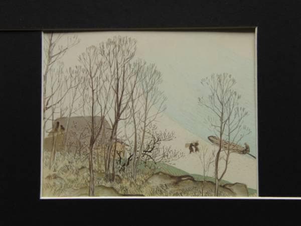 川合 玉堂、渡頭春信、超希少額装用画版、新品額装付