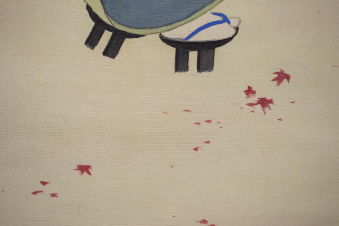 【真作】松嶺/紅葉美人図/掛軸☆宝船☆Y-508　JM