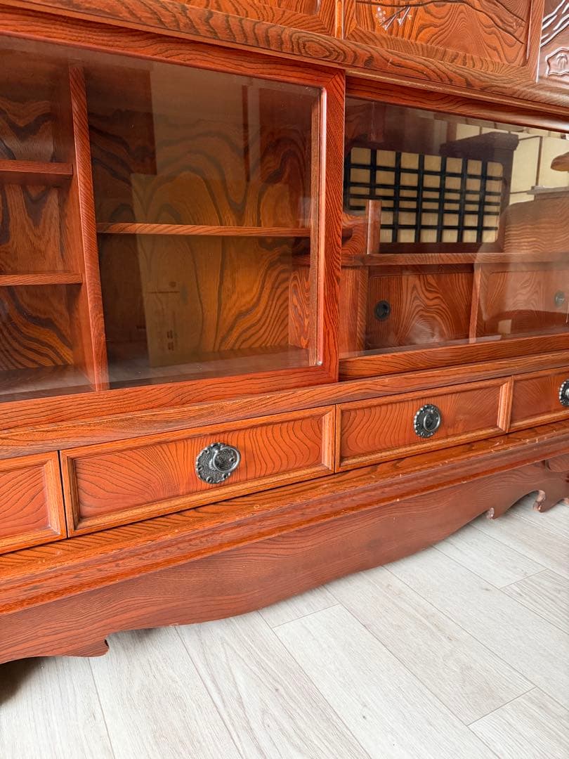 欅材 レトロ茶箪笥 水箪笥 古家具 昭和 アンティーク 収納棚