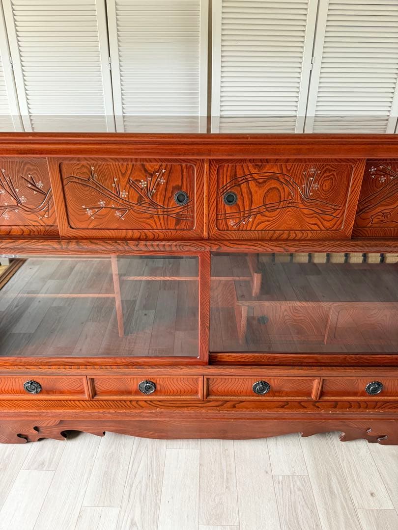 欅材 レトロ茶箪笥 水箪笥 古家具 昭和 アンティーク 収納棚