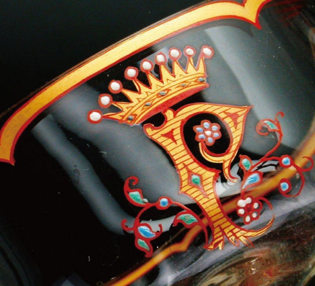 【期間限定値下】エミール・ガレ★エナメル彩★花装飾文★キャビネットグラス