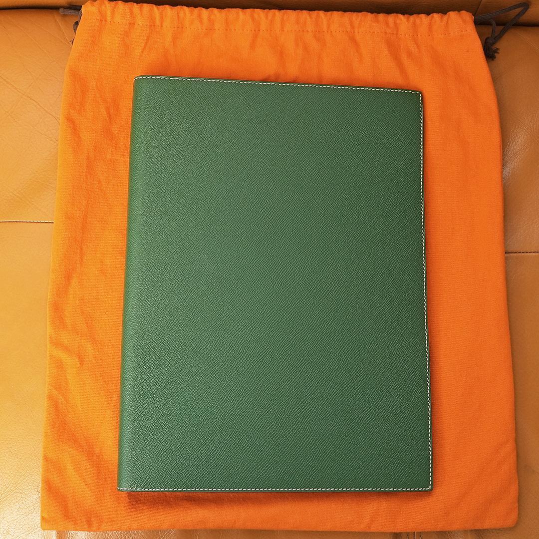 希少　美品　保存袋付き　 エルメス A4　ノートカバー　バイカラー　アジェンダ