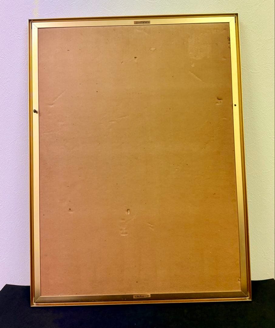 アンティーク ヴィンテージ パブミラー 浮世絵 女性と茶碗 金属製フレーム 鏡