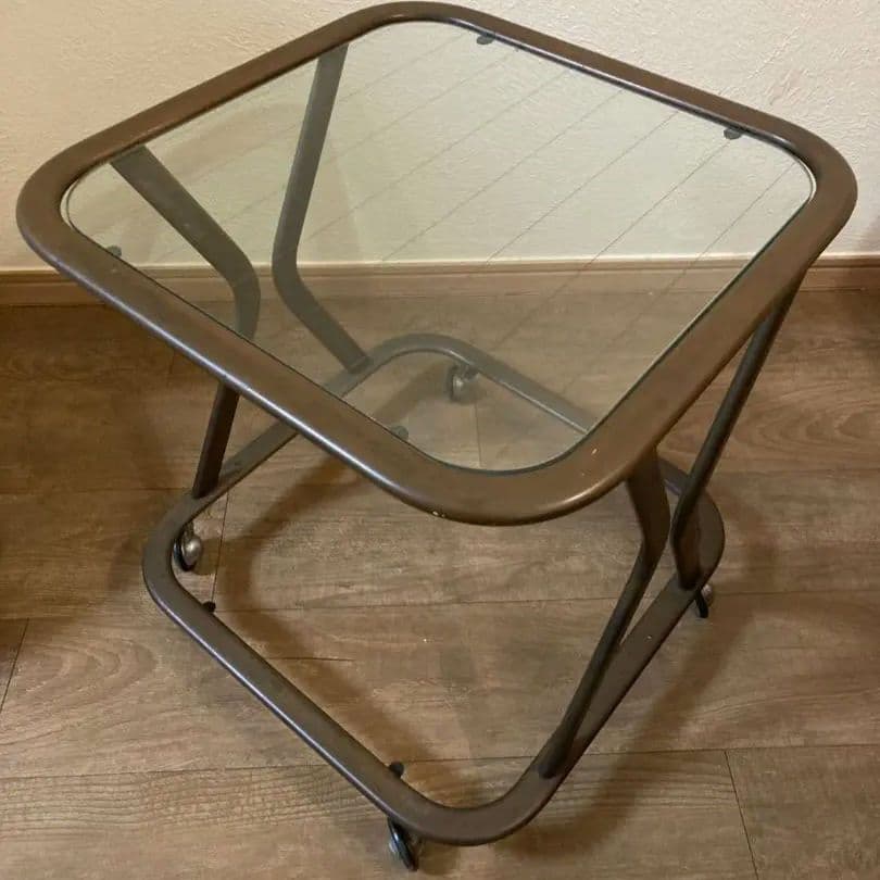 ★値段交渉OK★レトロなガラス天板テーブル