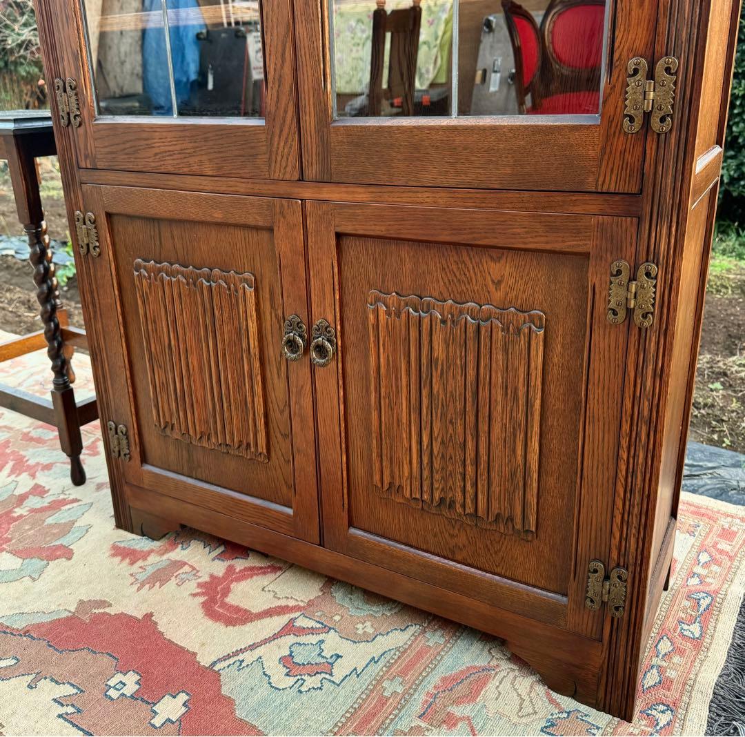 英国アンティーク 高級キャビネット スリム オールドチャーム様式 W92cm