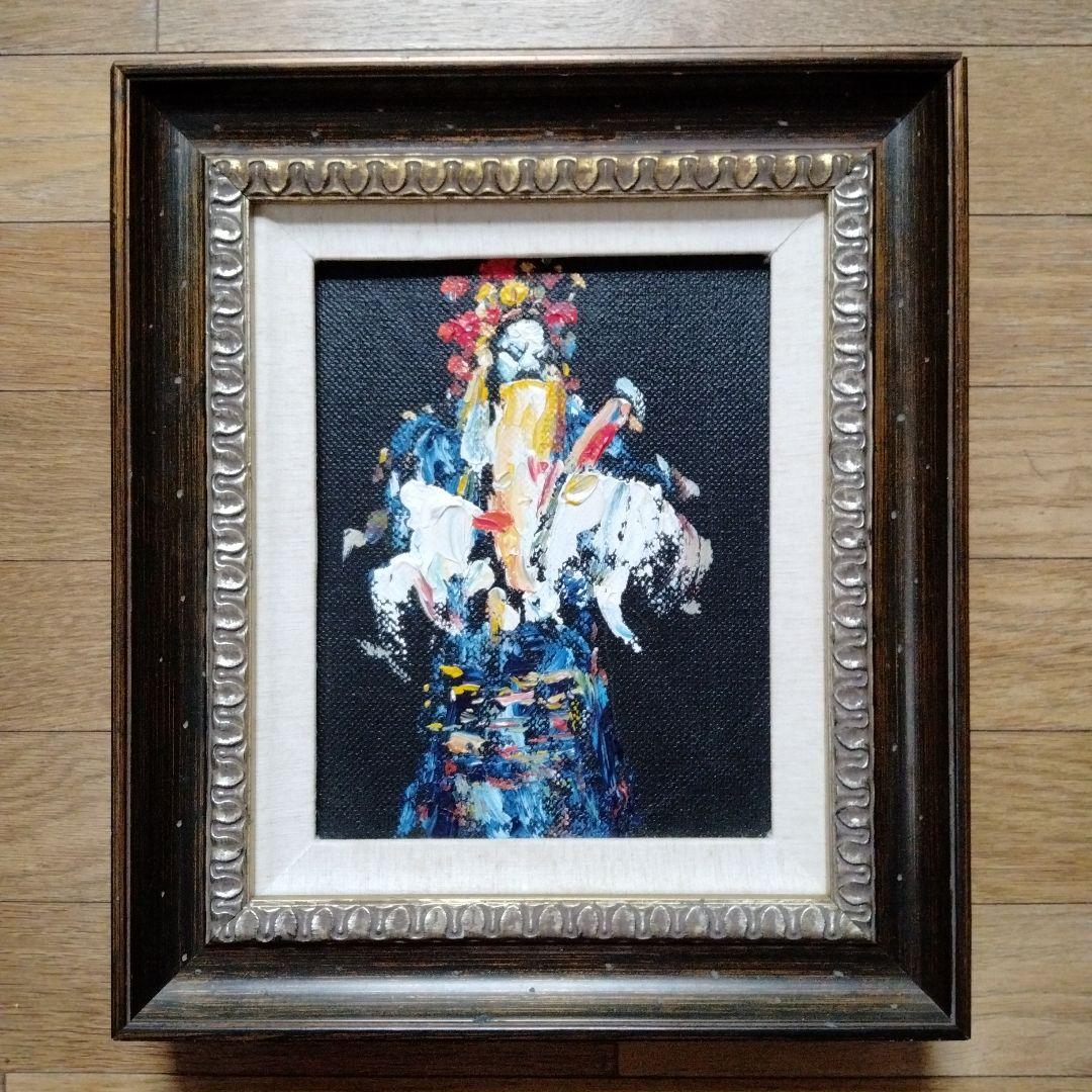 人物画、油絵、水墨画【三国志英雄張飛京劇人物】素晴らしい作品　額縁付