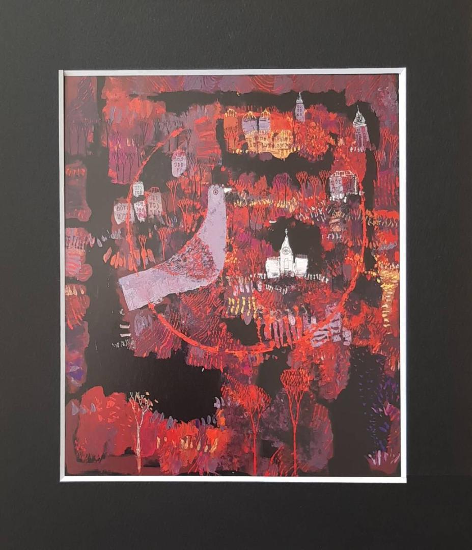 早川義孝、「秋物語」、希少画集の額装画、四季、風景、人気作品