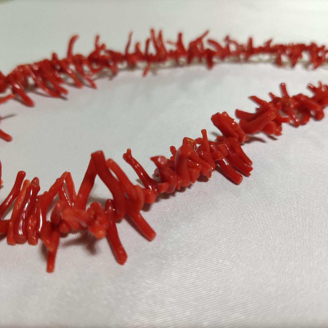 パワーストーン　天然石　胡渡り赤珊瑚ネックレス　鑑別書付　48cm　No.35