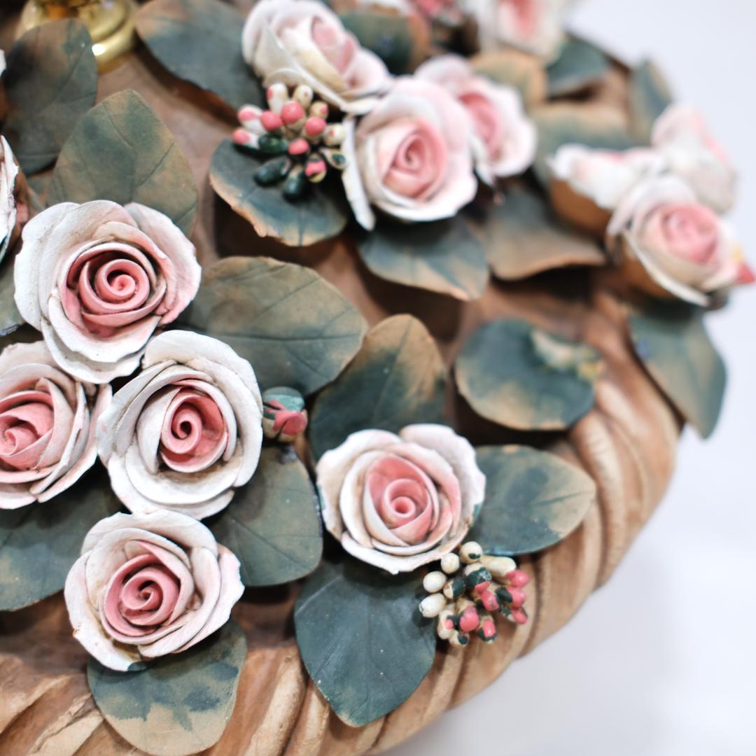 イタリア製 バラの鉢植デザインの照明ランプ