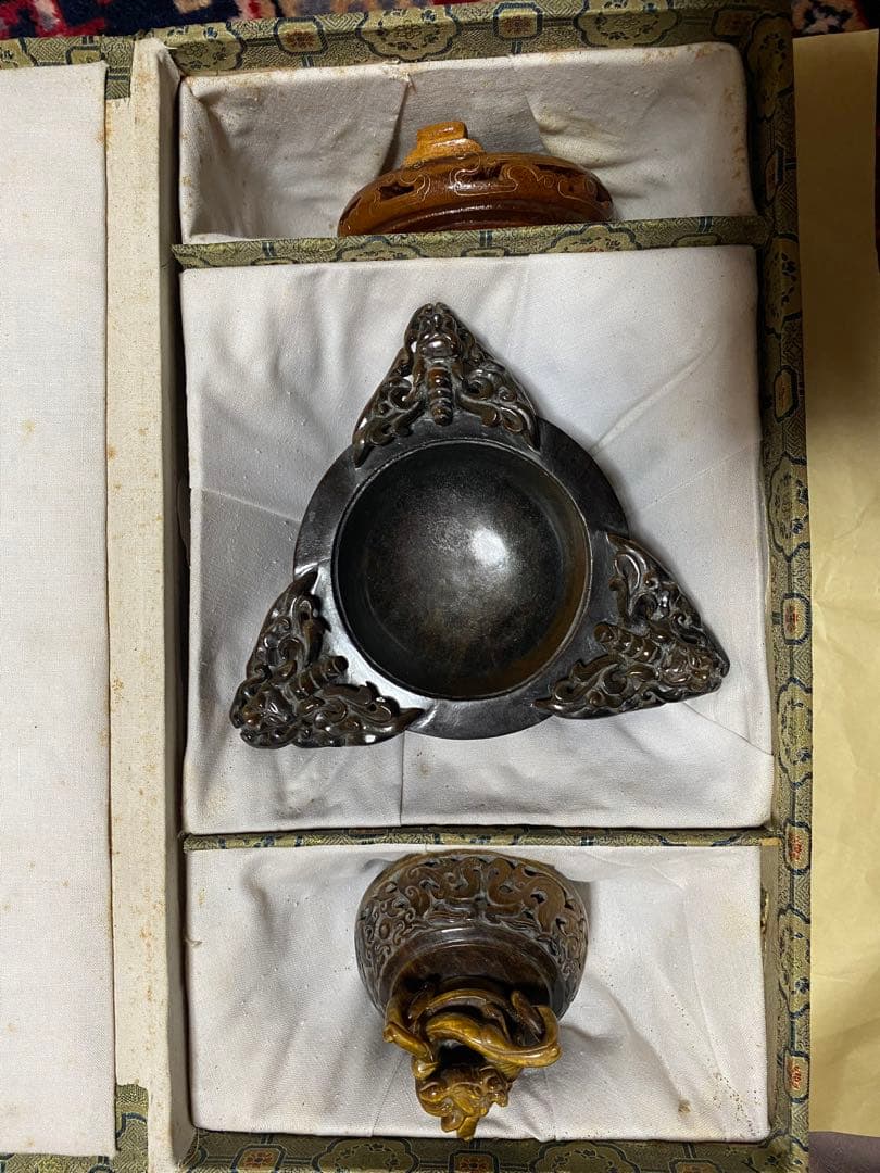 虎目石香炉　中国工芸品　置物 骨董