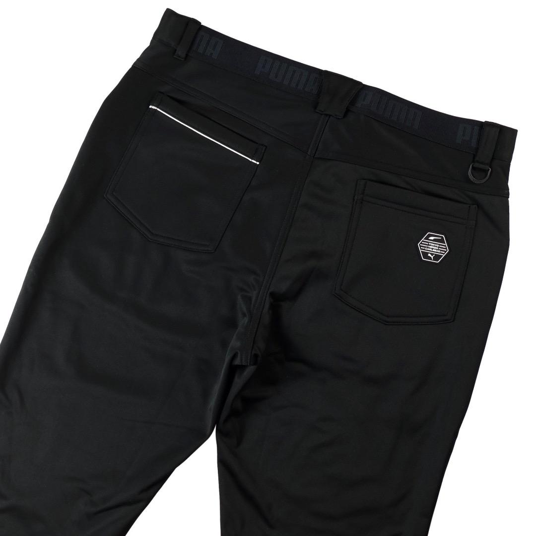 【S】秋冬 プーマ ゴルフ 保温 裏フリース ボンディング テーパードパンツ 黒