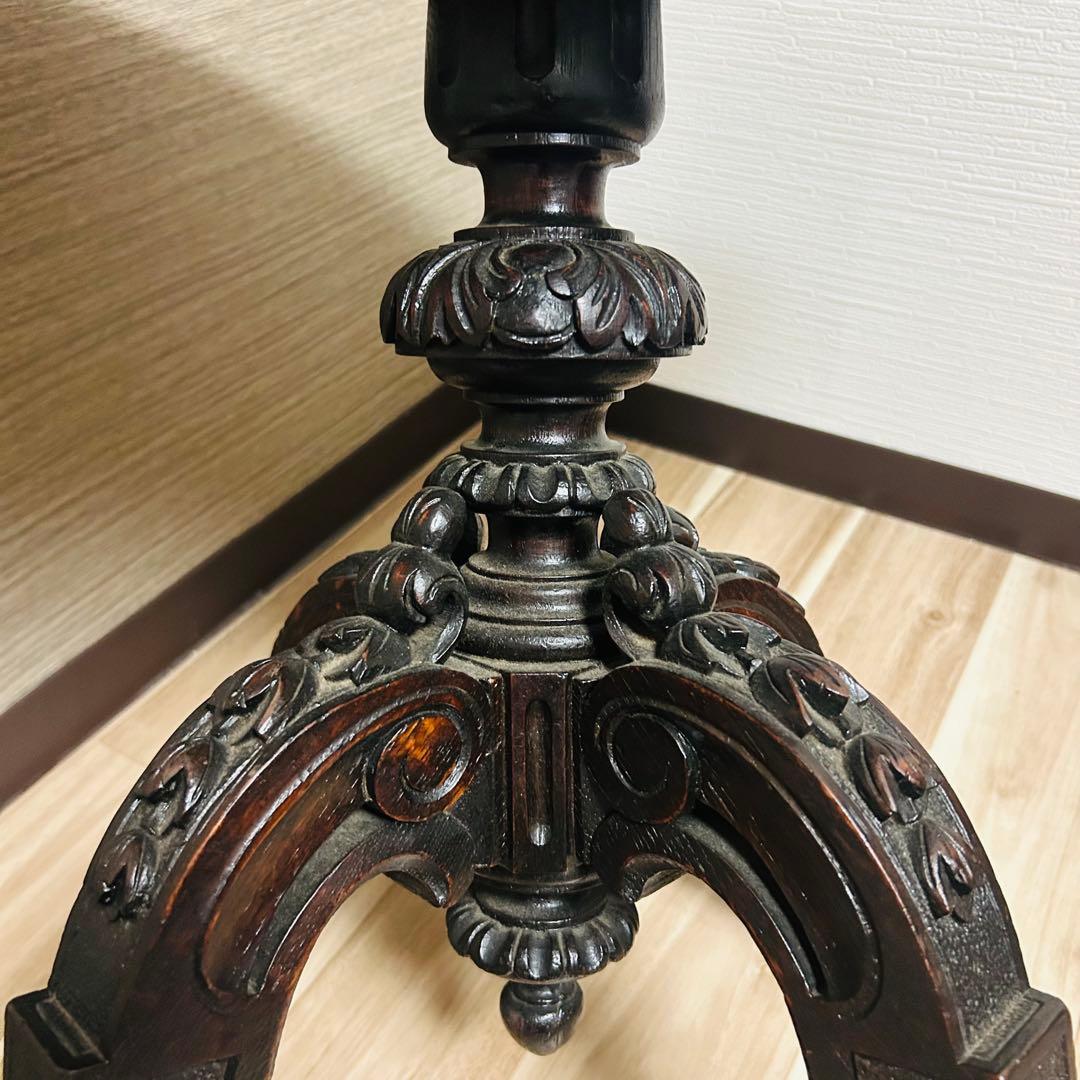 ヴィンテージ アンティーク 手彫り テーブル 猫足テーブル 高級 家具 葉脈