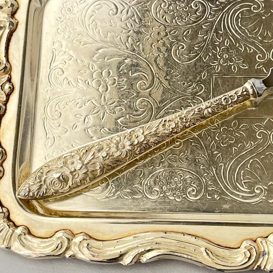 【Kirk】【純銀ハンドル】 フローラルのレターナイフ / ペーパーナイフ