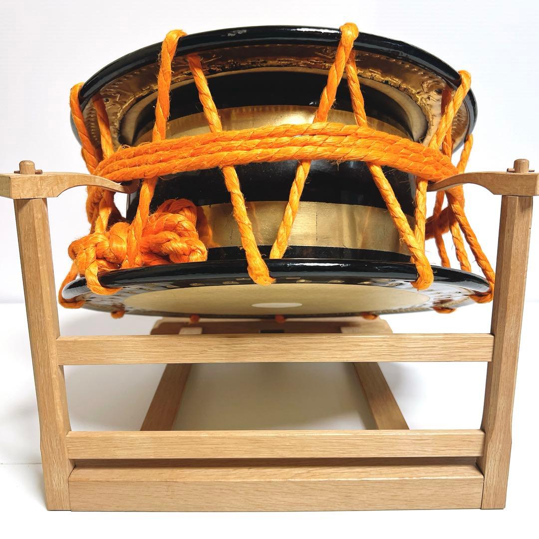 【良品】締め太鼓　和太鼓 35.5cm x 16cm 木製スタンド　金彩　蒔絵