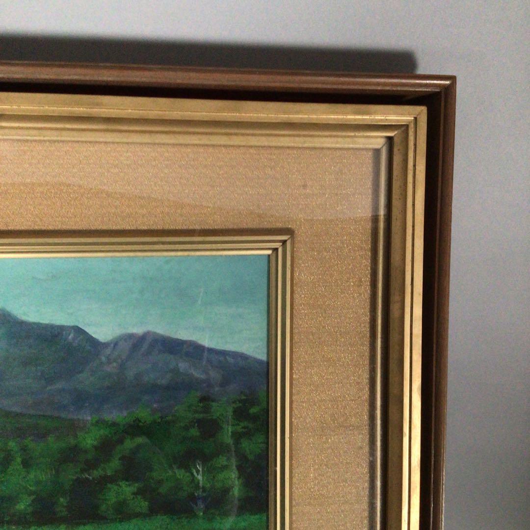 No2982額装　渡辺幸雄「磐梯」10号　共シール　真筆保証書　風景画　送料無料