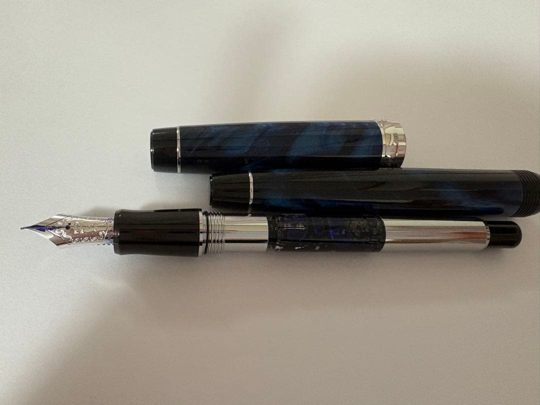 パイロット カスタムヘリテイジSE 万年筆 マーブルブルー F(細字) インク付