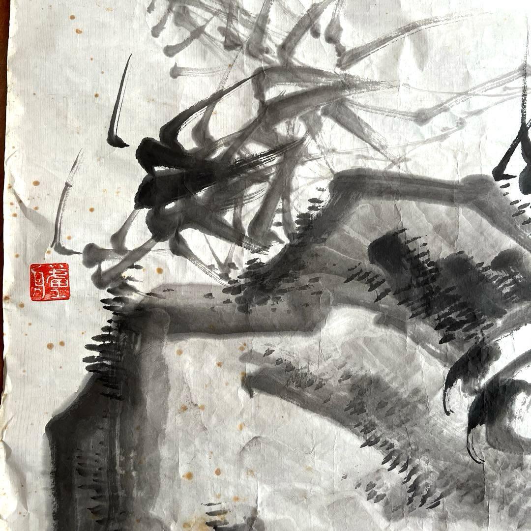 水墨画　襖絵用　虎　手描き　肉筆画