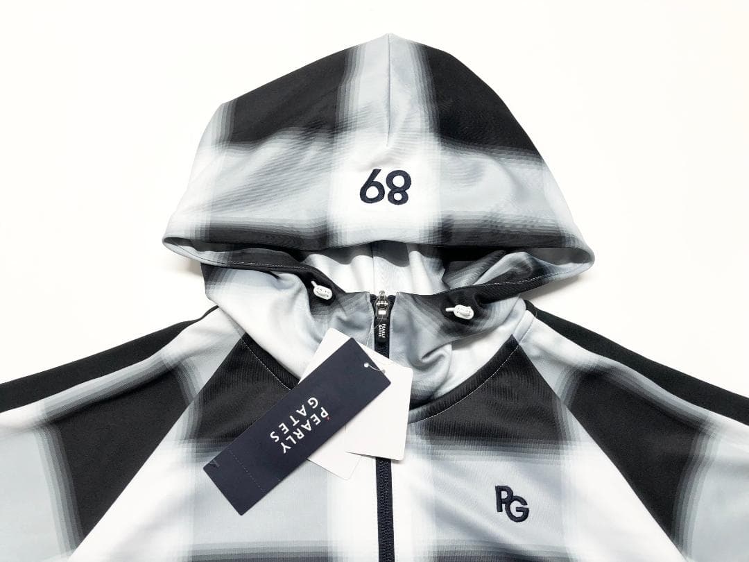 ○★新品未使用　パーリーゲイツ　チェック柄　ジップアップパーカー　1　ネイビー系