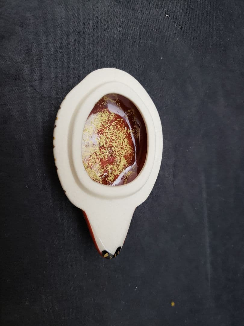 仁清　鴛鴦　香合　御室窯　茶道具　色絵金彩　オシドリ