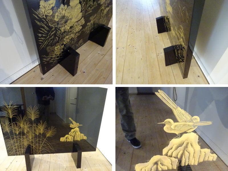 伝統工芸　輪島塗　川端光峰 作　沈金 蒔絵　衝立　高級品　美品