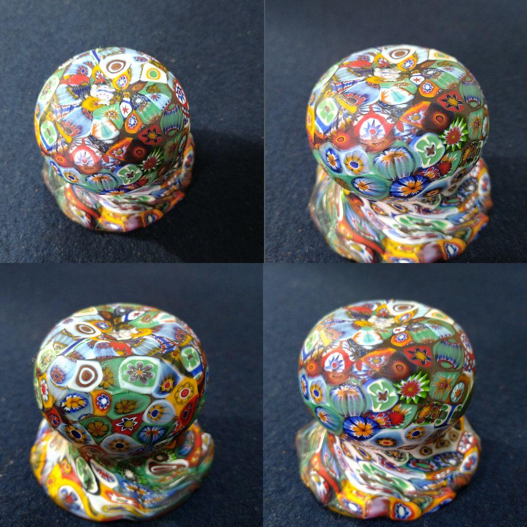 AH94 ムラノガラス製 蓋置 小物入 ジュエリー 飾り物 フリル型 壺型未使用