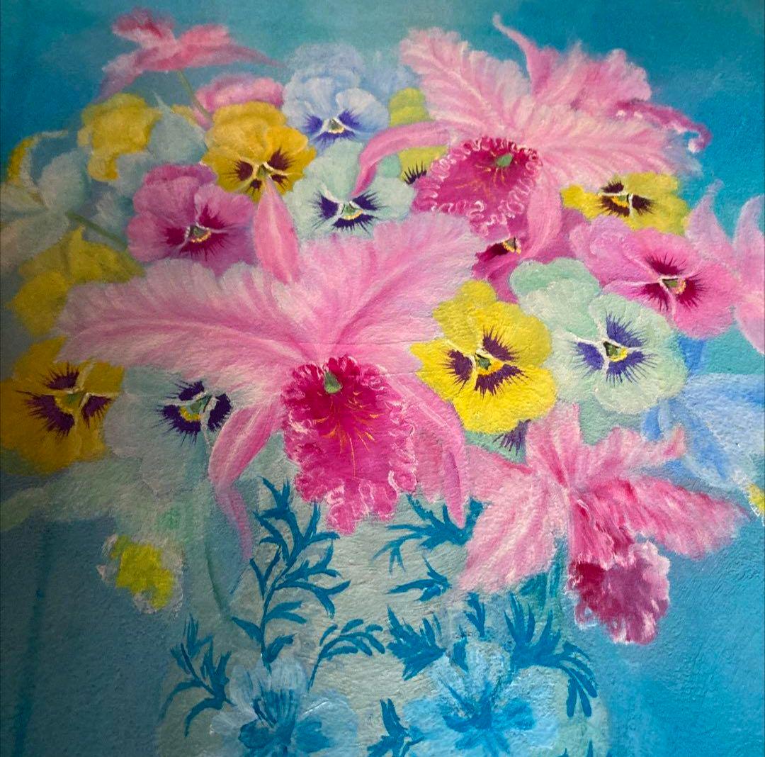 油絵　絵画 　佐々木澄江　花の絵　額入り　日本画家