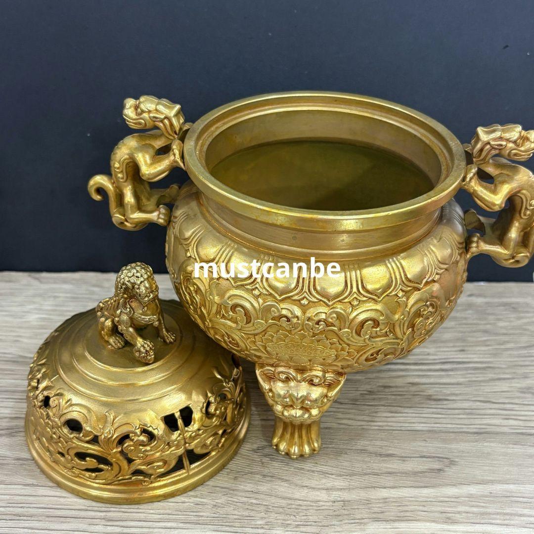 銅製 香炉 獣頭三足香炉 室内 仏堂 茶道 薫炉 工芸品 置物