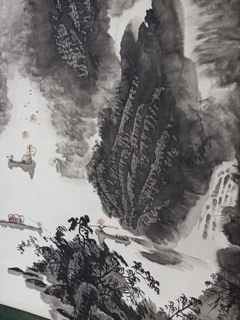 軸 おもてなし 絵 龍神 開運 金運 滝 山水 墨 中国 美術 骨董 インテリア