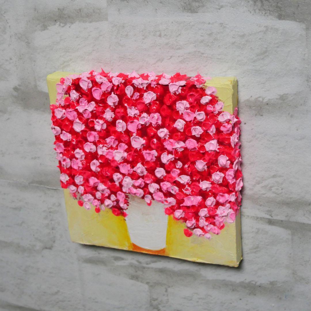 油絵 油彩 油彩画 絵画 アートパネル【ピンクかすみ草】