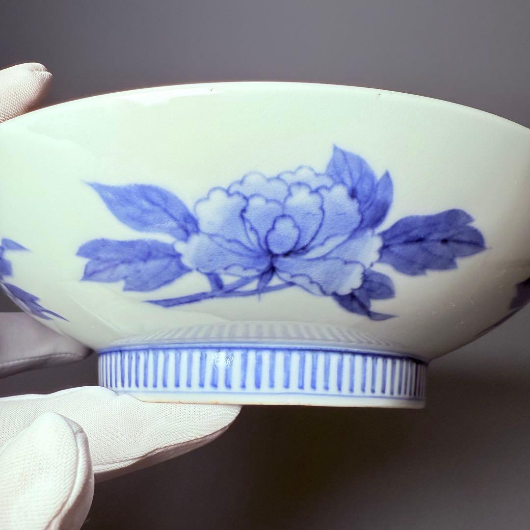 幕末～明治期　古鍋島　染付牡丹蝶図高台皿　古美術　骨董　コレクション