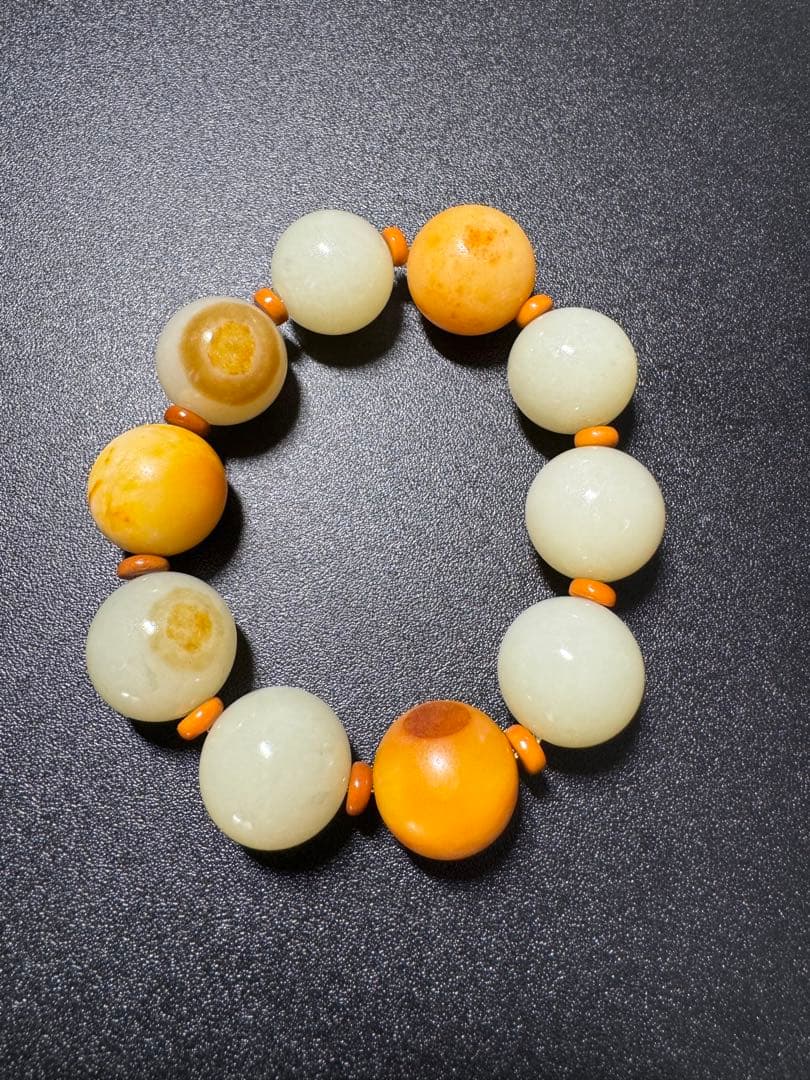 新疆産和田玉数珠　ブレスレット 腕輪 天然石 念珠 本玉 天然石 老玉 古玉