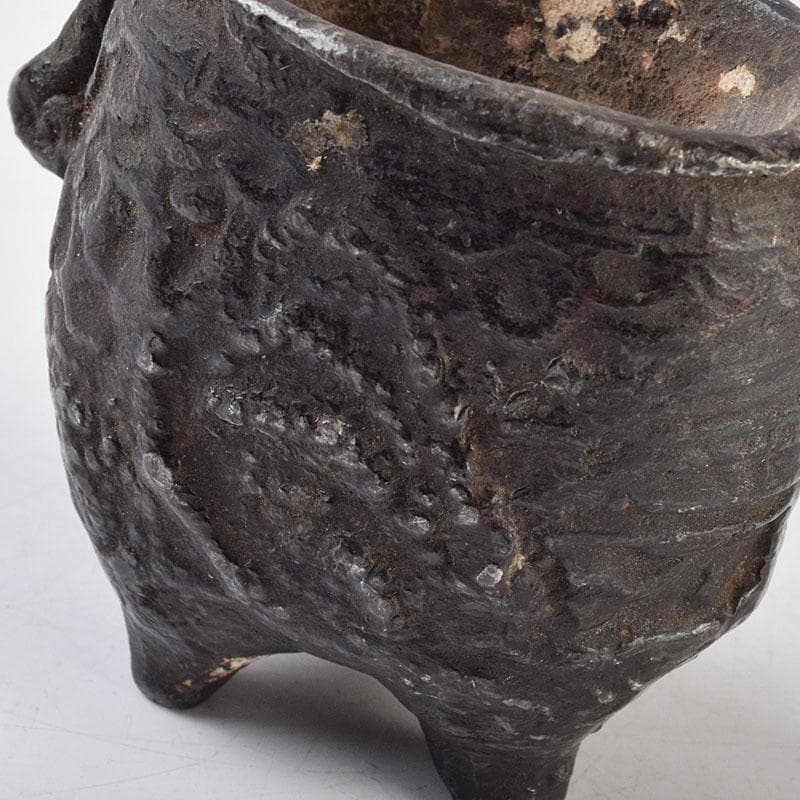 中国　古銅宣徳銅　山水文刻　三足香炉　V　R9217