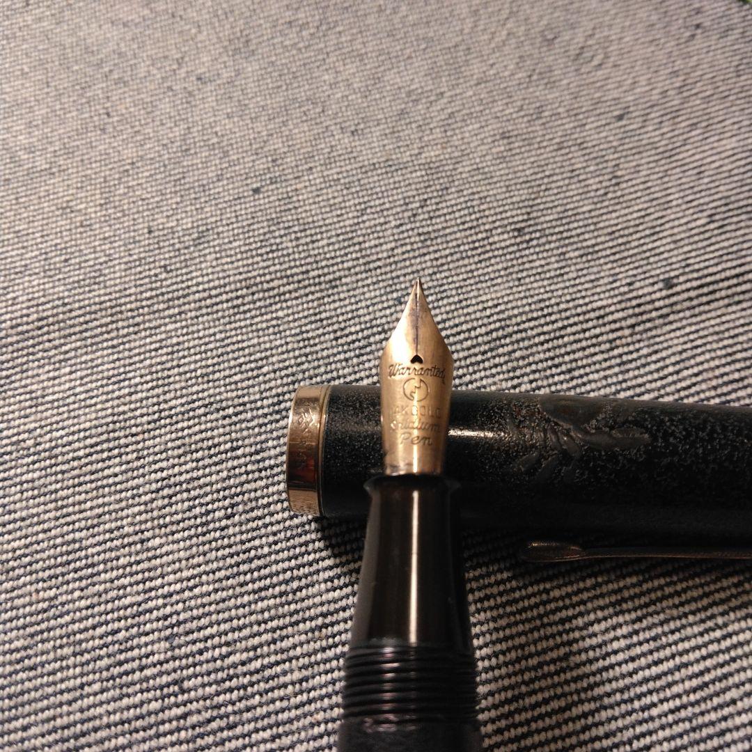 古い　高蒔絵の万年筆　蟹　中古品　漆