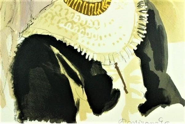 宮永岳彦 「黒い衣裳」 リトグラフ 直筆サイン 一枚の繪 タトウ箱.