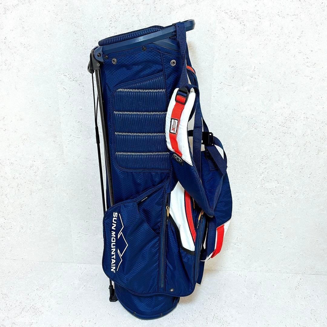 美品 サンマウンテン キャディバッグ 8.5型 軽量 スタンド式 ネイビー