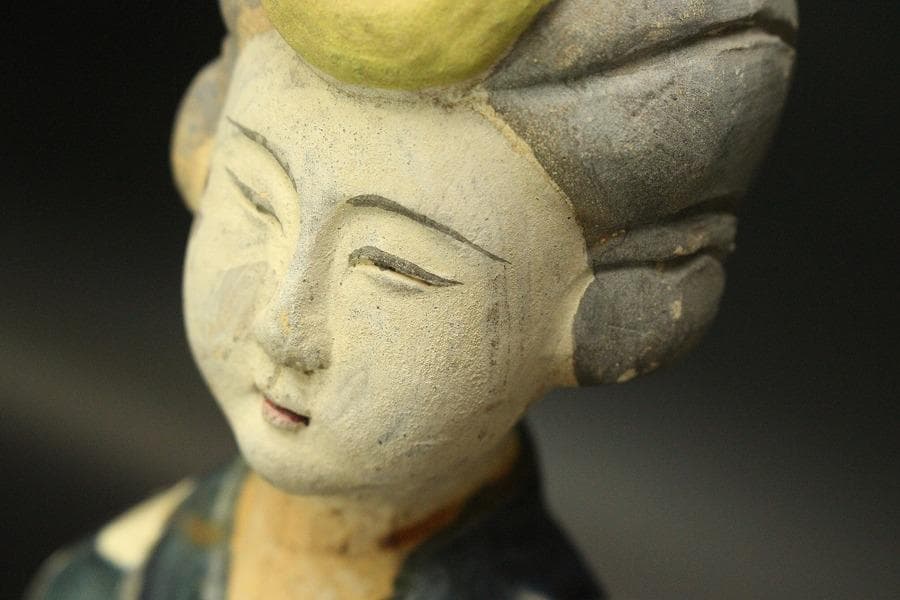 中国美術 三彩 女人 俑 高39.5cm(LC329)