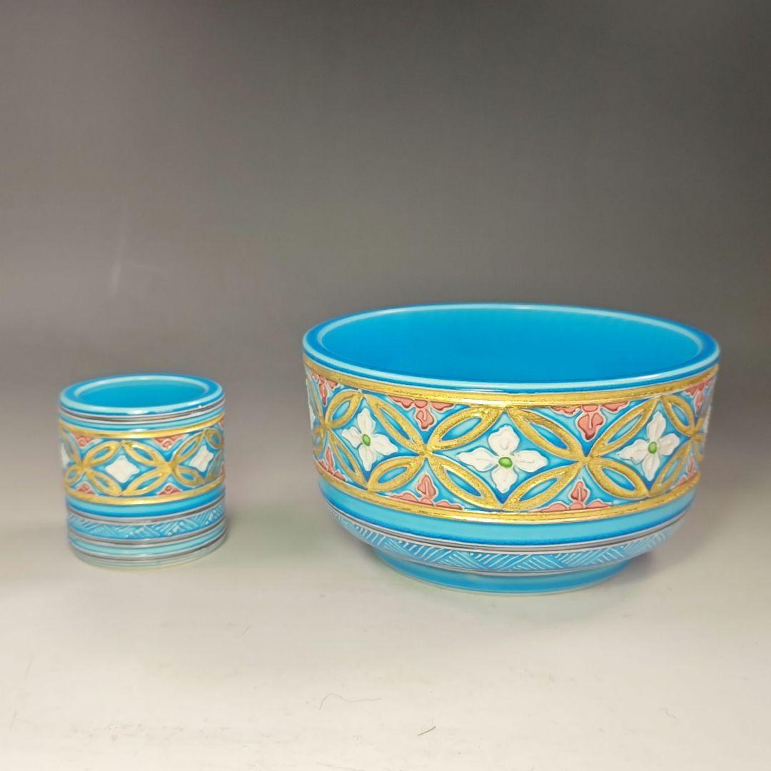 イ700 皆具『叶松谷造』『浅黄交趾七宝花菱文　皆具　共箱』茶道具