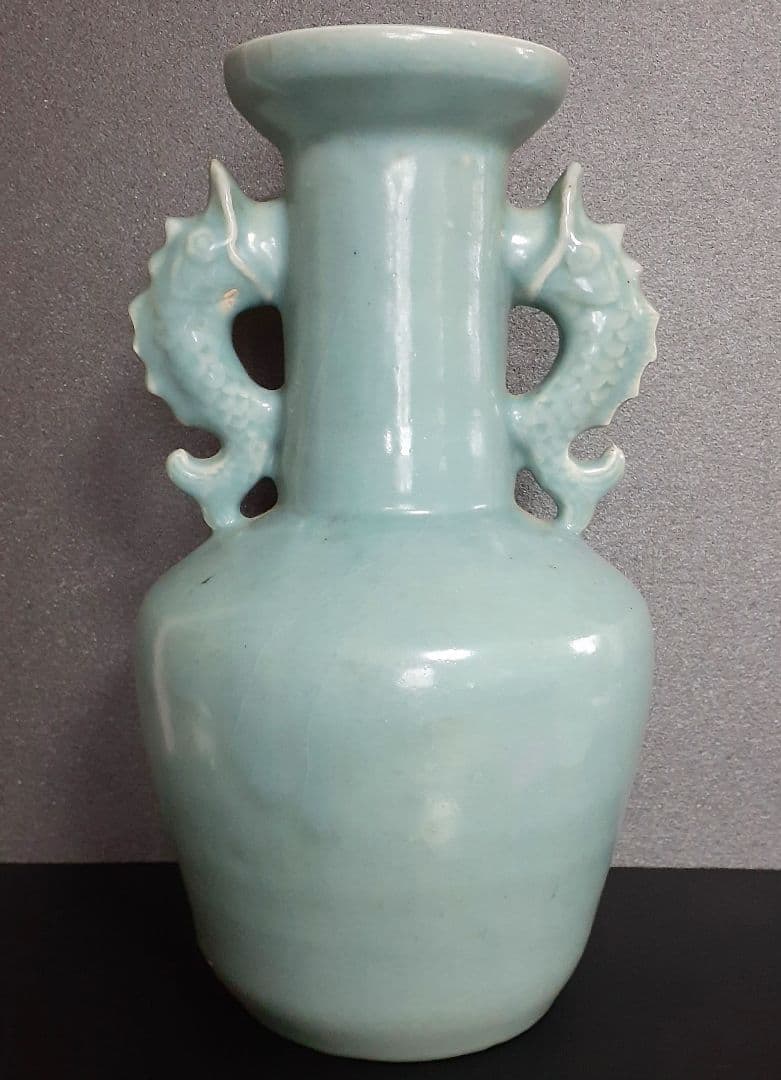 中国古美術　中国古陶磁器　古玩　鈞窯　汝窯　青天釉　双魚耳　大瓶　花入　オブジェ